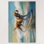 アメリカンエングリホクハウンドビーチ絵画サーフィン ジグソーパズル (縦)