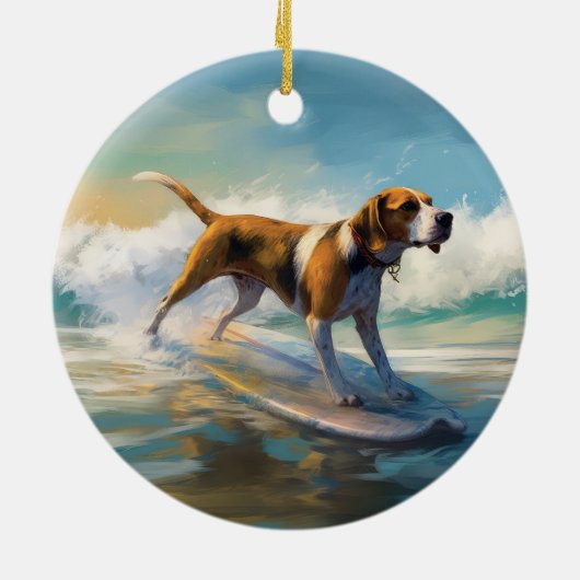 アメリカンエングリホクハウンドビーチ絵画サーフィン セラミックオーナメント (裏面)