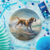 アメリカンエングリホクハウンドビーチ絵画サーフィン ペーパープレート (パーティー)