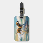 アメリカンエングリホクハウンドビーチ絵画サーフィン ラゲッジタグ (正面縦)