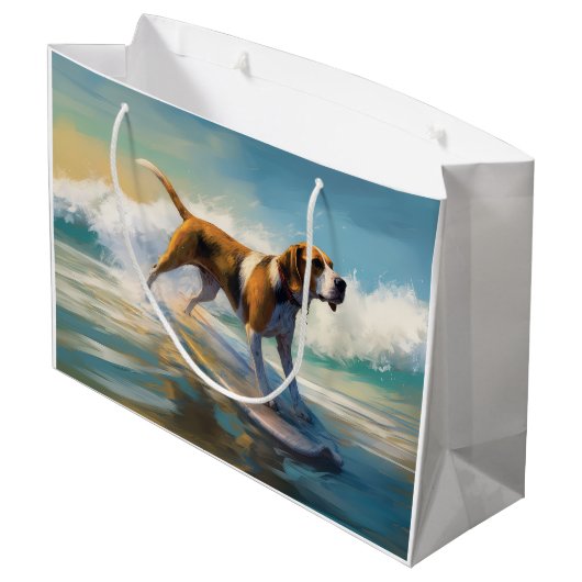 アメリカンエングリホクハウンドビーチ絵画サーフィン ラージペーパーバッグ (裏面アングル)