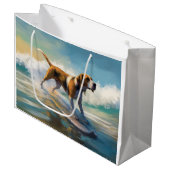 アメリカンエングリホクハウンドビーチ絵画サーフィン ラージペーパーバッグ (正面アングル)