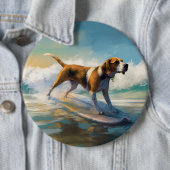 アメリカンエングリホクハウンドビーチ絵画サーフィン 缶バッジ (インサイチュ)