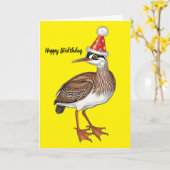 アメリカンオオサギの誕生日帽子をかぶったイラスト カード (黄色い花)