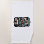 アメリカンオートバイヴィンテージ ビーチタオル (正面)