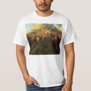 アメリカンオールドウェストのヴィンテージアート、ジョンソンによるオーバーランドトレイル Tシャツ