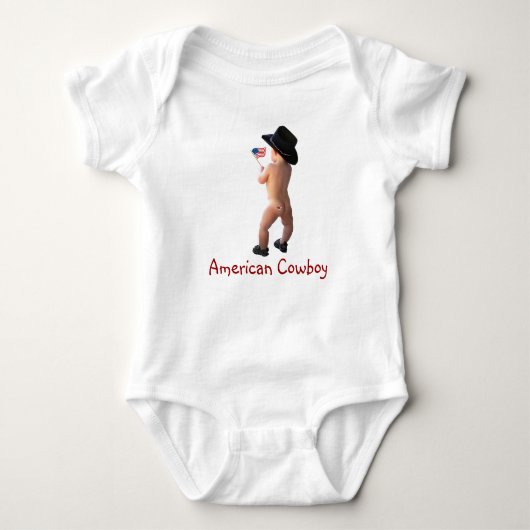 アメリカンカウボーイ乳児クリーパー ベビーボディスーツ (正面)