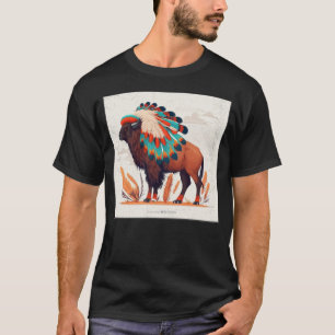 アメリカンカラフルバッファロアステカバイソン男性1 Tシャツ