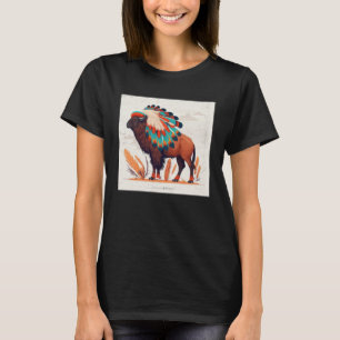 アメリカンカラフルバッファロアステカバイソン男性1 Tシャツ