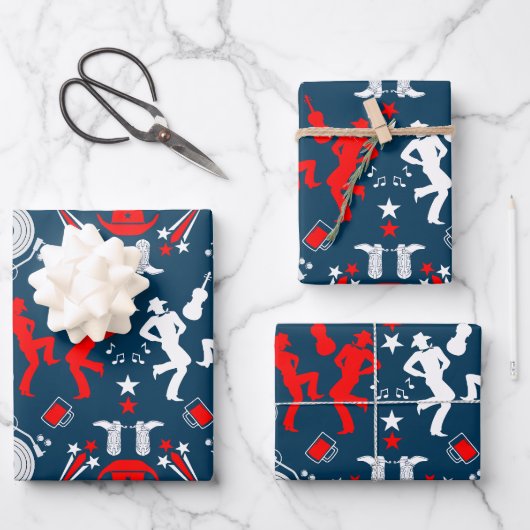 アメリカンカントリーミュージックライン踊り ラッピングペーパーシート (正面)