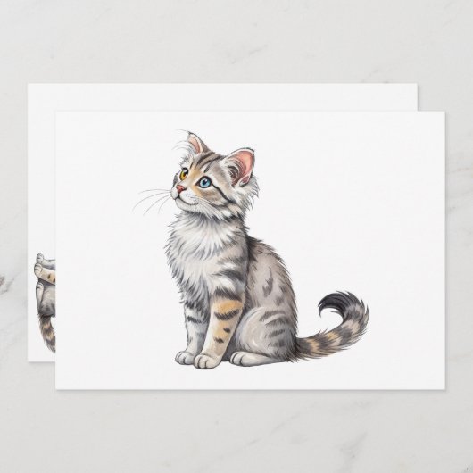 アメリカンカールを使った猫種 招待状 (正面/裏面)