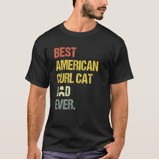 アメリカンカール好きな男性のための猫パパデザイン Tシャツ (正面)