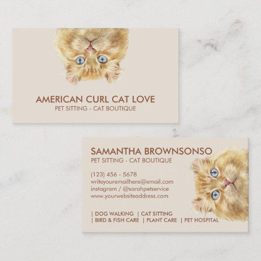 アメリカンカール猫 名刺 (正面/裏面)