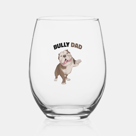 アメリカンガキパパ犬のオーナーファーザーメンおもしろいズ ステムなしワイングラス (正面)