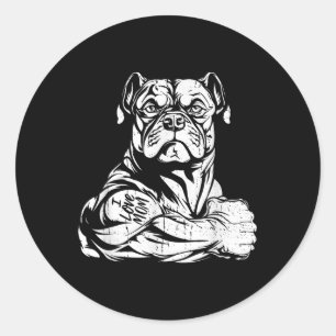 アメリカンガマ二頭筋タトゥーペット – Dog Breed I Lov ラウンドシール
