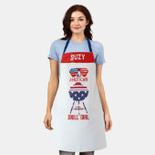 アメリカンガールグリラーエプロン – 愛国的なBBQエプロン エプロン (着用した状態)