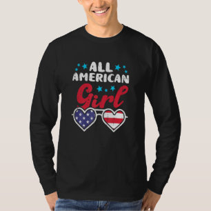 アメリカンガールサングラスアメリカ国旗7月パトリの4日 Tシャツ