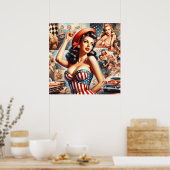 アメリカンガールピンアップコラージュ ポスター (キッチン)