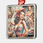 アメリカンガールピンアップコラージュ メタルオーナメント (左)