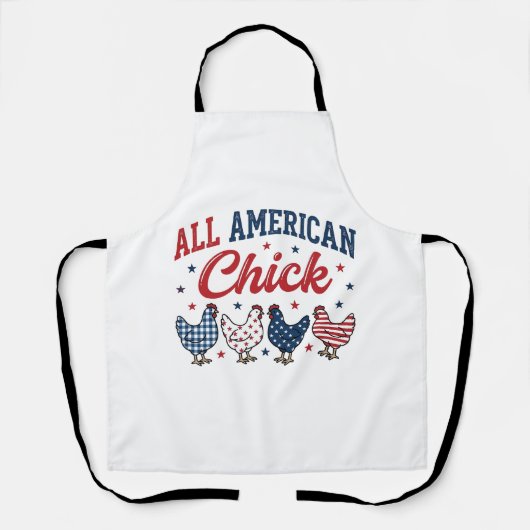 アメリカンガール愛国ニワトリTシャツデザイン エプロン (正面)