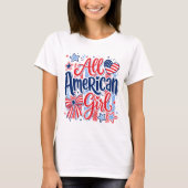 アメリカンガール愛国リボン 7月4日 Tシャツ (正面)