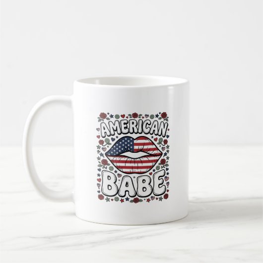 アメリカンガール愛国ヴィンテージ風彫刻デザイン_1 コーヒーマグカップ (左)