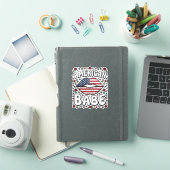 アメリカンガール愛国ヴィンテージ風彫刻デザイン_1 シール (iPadカバー)