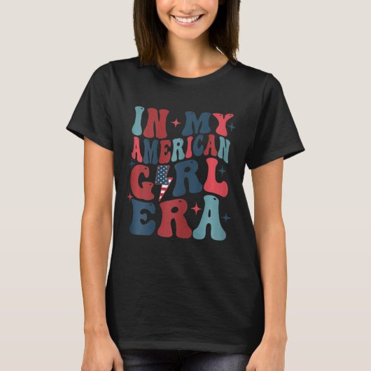 アメリカンガール時代のレトロな7月4日 Tシャツ (正面)
