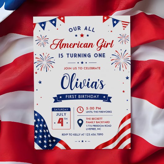 アメリカンガール生誕祭 7月4日 招待状