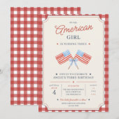 アメリカンガール誕生日アメリカーナパーティー 招待状 (正面/裏面)