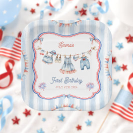 アメリカンガール1歳の誕生日と7月4日 ペーパープレート
