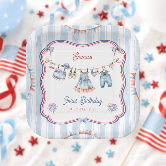 アメリカンガール1歳の誕生日と7月4日 ペーパープレート
