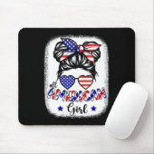 アメリカンガール4th Of 7月シャツ女性乱雑Bun Us マウスパッド (マウス)