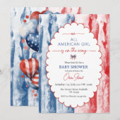 アメリカンガール 4th July ベビーシャワー 招待状 (正面/裏面)