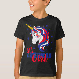 アメリカンガールUSAフラッグ7月4日ユニコーン Tシャツ