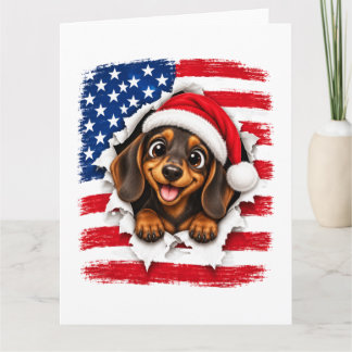アメリカンクリスマスのダックスフント カード