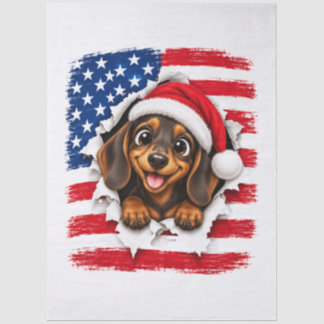 アメリカンクリスマスのダックスフント 薄葉紙