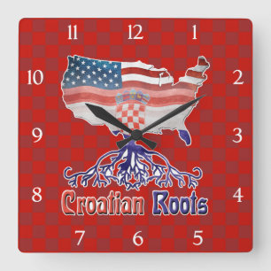 アメリカンクロアチアンルーツスクエアクロック スクエア壁時計