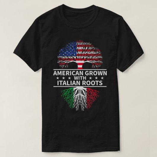 アメリカングロウンイタリアントルーツイタリア Tシャツ (デザイン正面)