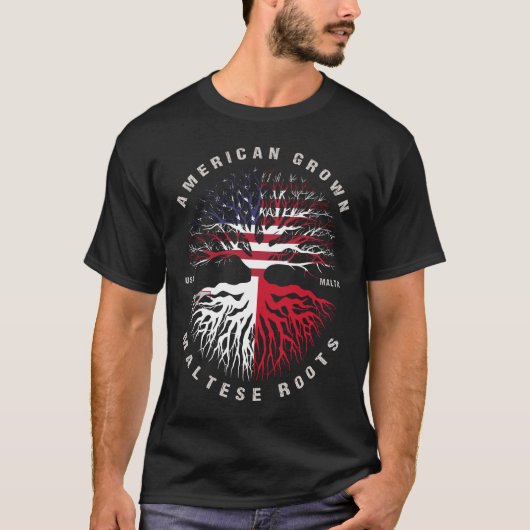 アメリカングロウンマルチーズルーツマルタ国旗 Tシャツ (正面)