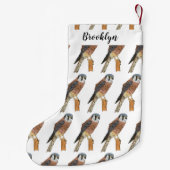 アメリカンケストレル鳥イラストレーション スモールクリスマスストッキング (裏面)