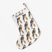 アメリカンケストレル鳥イラストレーション スモールクリスマスストッキング (裏面 (吊り時))