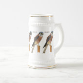 アメリカンケストレル鳥イラストレーション ビールジョッキ (正面右)
