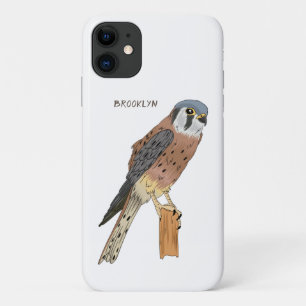 アメリカンケストレル鳥イラストレーション iPhone 11 ケース