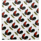 アメリカンゲームBBブラックレッドルースター シャワーカーテン (正面)