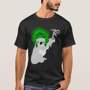 アメリカンコアラユーカリプトゥスベアインディアンチーフヘアド Tシャツ