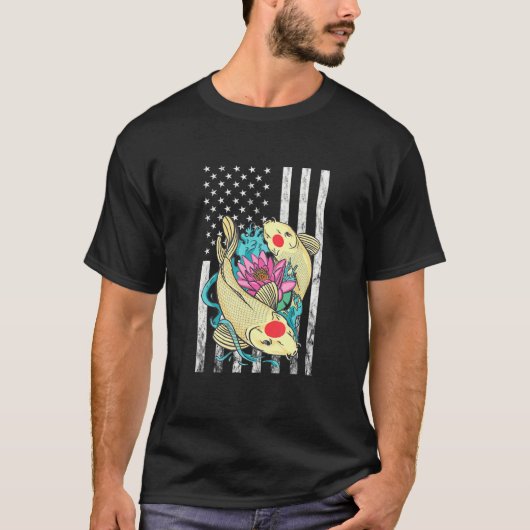 アメリカンコイフィッシュ 陰陽魚 蓮 アメリカ USA Tシャツ (正面)