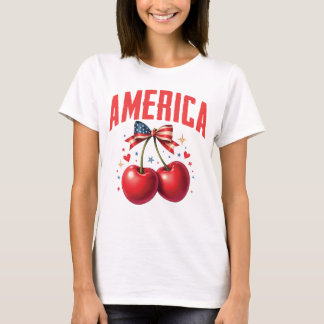 アメリカンコケットさくらんぼボー愛国米国Tシャツ Tシャツ