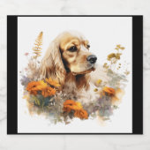 アメリカンコッカースパニエル犬とワイルドフラワー2 スパークリングワインラベル (シングルラベル)