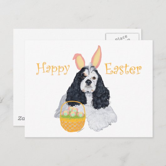アメリカンコッカースパニエル犬イースター シーズンポストカード (正面/裏面)